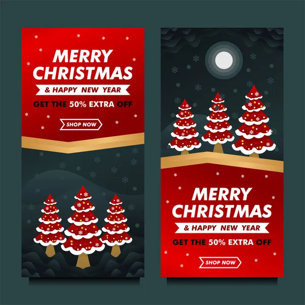 クリスマスと夜の背景デザインテンプレートと新年のメガ販売バナー — ストックベクタ