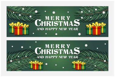 Mutlu Noeller ve mutlu yıllar selamlama, bayrak ve arkaplan tasarım şablonu