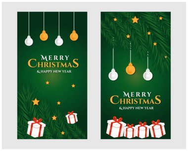 Mutlu Noeller ve mutlu yıllar selamlama, bayrak ve arkaplan tasarım şablonu