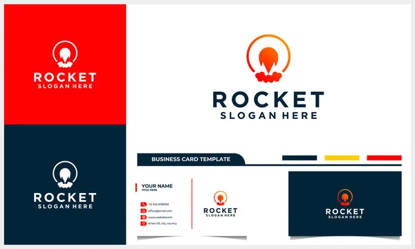 Abstract Rocket Logo Design Concept Business Card Template — Stock Vector