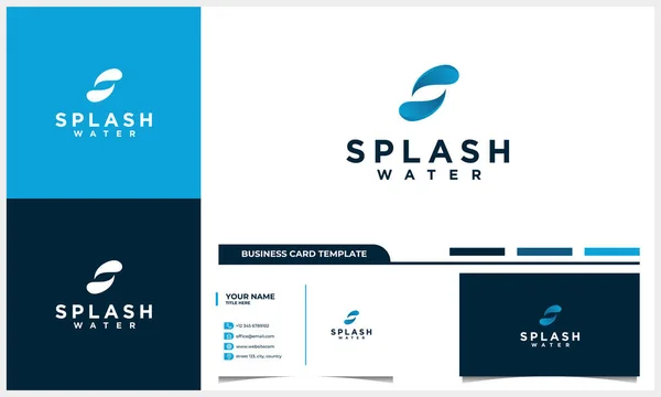 abstract letter S initial with splash water logo design concept with business card template