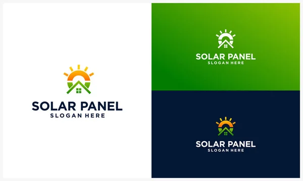 Güneş paneli logo tasarımı ev konsepti, güneş enerjisi logo şablonu