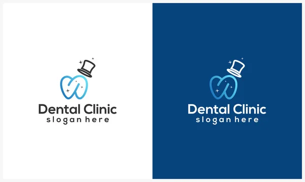 Line Art Tooth Logo Design Template Magic Symbol Simple Dental — Image vectorielle