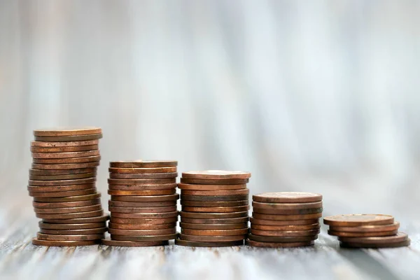 Poupança Colunas Crescentes Moedas Ouro Pilha Moedas Crescendo Dinheiro Escadas — Fotografia de Stock