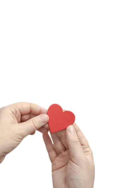 Woman Hand Holding Red Heart Isolated White Background Copy Space — Stockfoto
