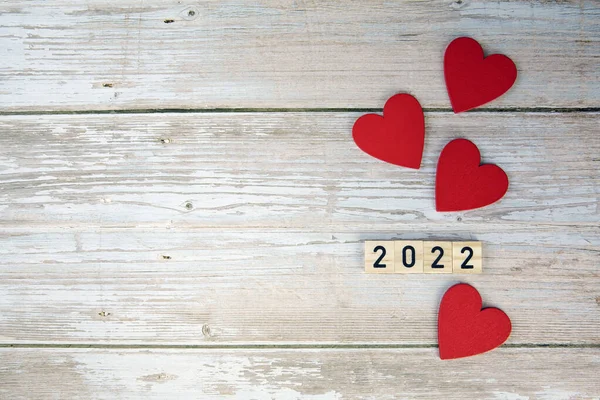 Dia Dos Namorados Símbolo Fundo 2022 Ano Corações Vermelhos Fundo — Fotografia de Stock