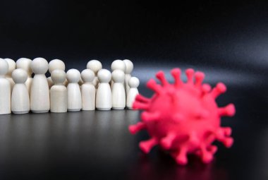 bakteri, virüs covid-19, sosyal mesafeli siyah arkaplan kopyalama alanı