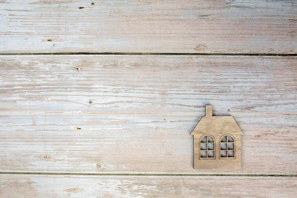 Miniature House Wooden Background Top View Buy Property Home Real — ストック写真