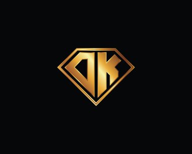 DK elmas şekilli altın rengi tasarımı DK Letter Logo Tasarımı. Yaratıcı Modern DK Harfleri Simge İllüstrasyonu, sembol