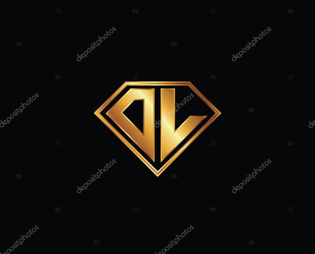 DL diamond shape gold color design.. DL Letter Logo Design. Creative Modern DL Letters Icon Illustration, symbol