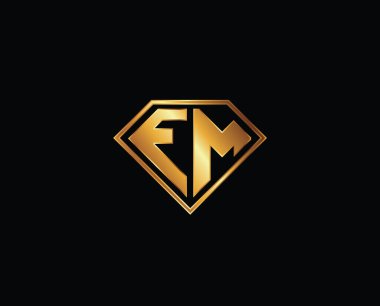 FM diamond shape gold color design.. FM Letter Logo Design. Creative Modern FM Letters Icon Illustration, symbol
