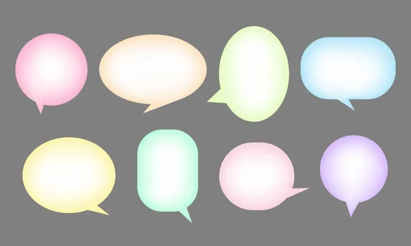 Set of pastel colors speak bubble text, chatting box, message box outline cartoon vector illustration design. Balloon doodle style symbol.