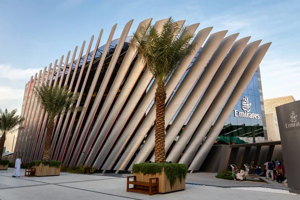 Dubai Vae 2021 Emirates Airlines Paviljoen Expo 2020 Dubai Avonds — Stockfoto