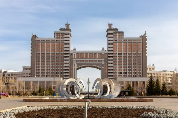 Paysage Nur Sultan Kazakhstan Astana Avec Porte Monumentale Tour Bayterek — Photo