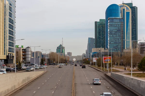 Nur Sultan Astana Kasachstan Dinmukhamed Qonayev Street Mit Skyline Von — Stockfoto