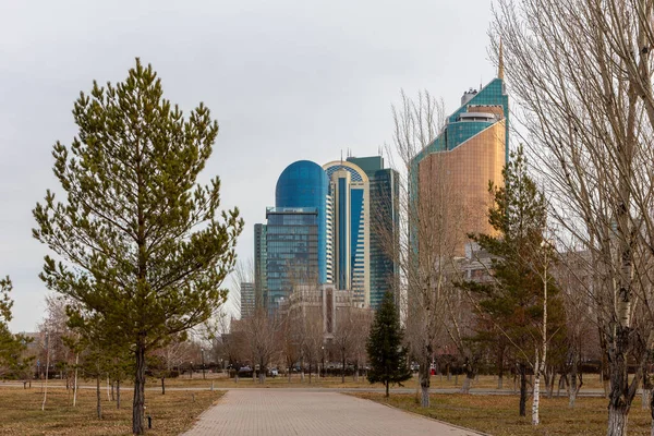 Nur Sultan Kasachstan Skyline Von Nur Sultan Astana Moderne Glashochhäuser — Stockfoto