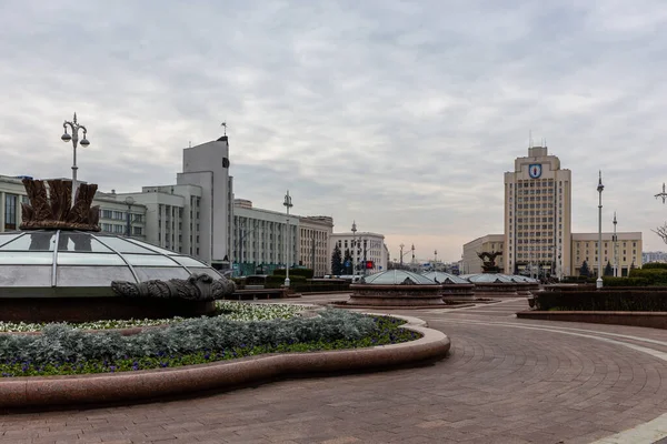 Minsk Belarus 2021 Independence Square Minsk Mingorispolkom Minsk City Executive — Stock fotografie