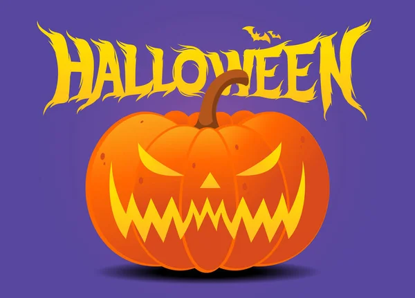 Halloween Jack Lantern Gresskar Med Lilla Bakgrunn Til Halloween Vektorillustrasjon – stockvektor