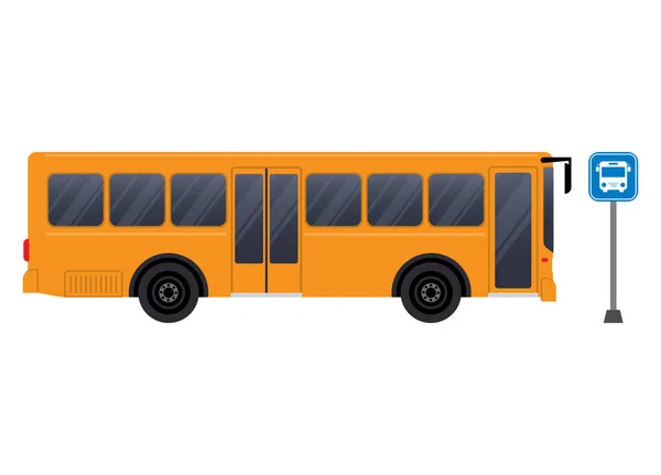 Ônibus Transporte Público Parada Ônibus Isolado Fundo Branco Vista Lateral — Vetor de Stock