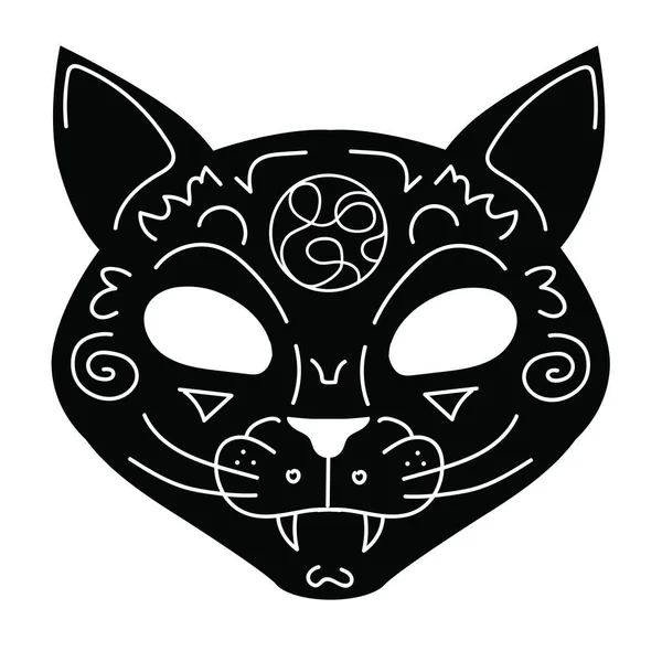 Черный Оккультный Кот Демонической Символикой Мистическое Готическое Жуткое Животное Векторная — стоковый вектор