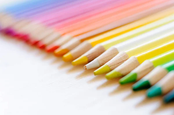 Group of drawing color pencils on wooden background — Stock Photo, Image