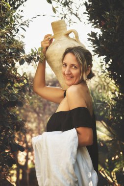 young woman with a large jug