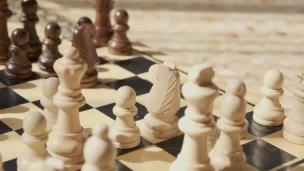 The white knights move in the game of chess — Stock Video