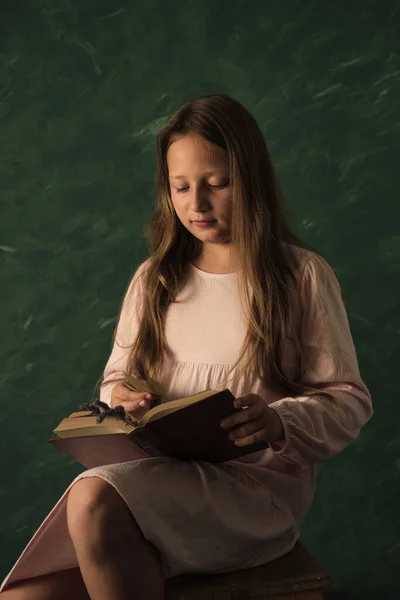 Hermosa Niña Posando Con Libros —  Fotos de Stock