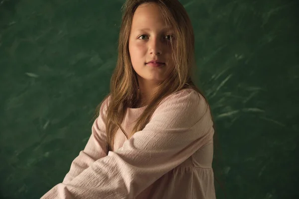 Portret Van Een Meisje Een Fotostudio Stijl Van Beeldende Kunst — Stockfoto