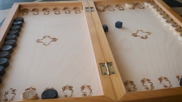 Backgammon Game Throwing Dice Close Movement Chips — ストック動画