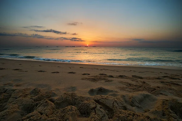 Beautiful Sunrise Calm Sea Soft Waves — Foto Stock