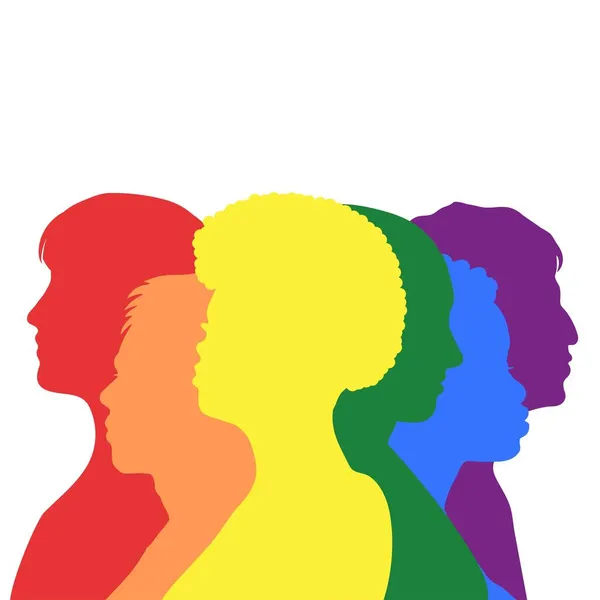 Silhouet Van Lgbtq Mensen Geïsoleerd Tolerante Lgbtq Maatschappij — Stockvector