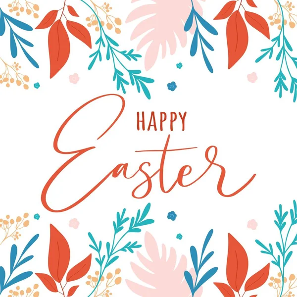 Boldog Húsvéti Kártyát Felirattal Design Banner Virágokkal Vektorkártya Üdvözlőkártyához Értékesítéshez — Stock Vector