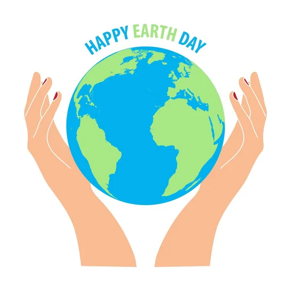 Glücklicher Tag Auf Erden Hände Halten Globus Erde — Stockvektor