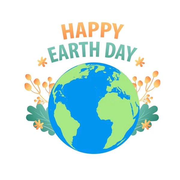 Happy Earth Day Banner Flobe Flowers — Stockový vektor