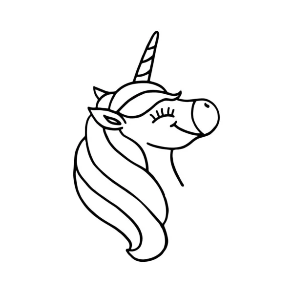 Vector Linda Ilustración Con Unicornio Dibujado Mano — Vector de stock