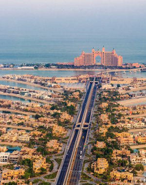 Dubai, BAE - 09.24.2021 Man made island, Palm Jumeirah and Atlantis hotel.