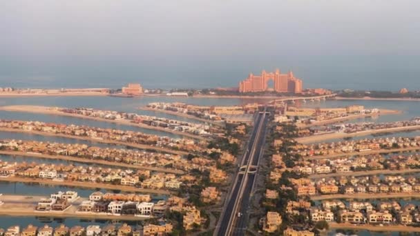 Dubai Verenigde Arabische Emiraten Echte Beelden Van Palm Jumeirah Ochtend — Stockvideo