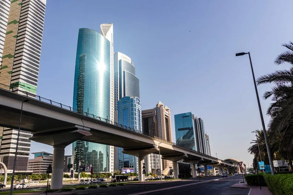 Дубай Оаэ 2021 Современные Здания Знаменитые Достопримечательности Вдоль Дороги Шейх — стоковое фото