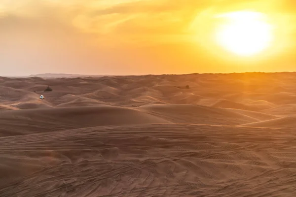 Tiro Pôr Sol Dramático Deserto — Fotografia de Stock