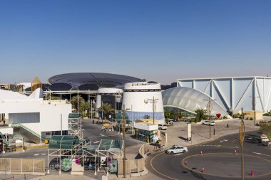 Dubai, BAE - 01.22.2021 EXPO 2020 'nin bazı pavyonlarının gerçek görüntüsü. Sürdürülebilirlik