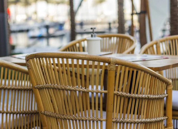 Primer Plano Muebles Mimbre Aire Libre — Foto de Stock