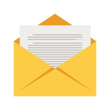 Posta simgesi. Gelen e-posta iletisi kavramı. Elektronik cihazlarda sembol ya da SMS bildirimi. Vektör çizimi. Düz