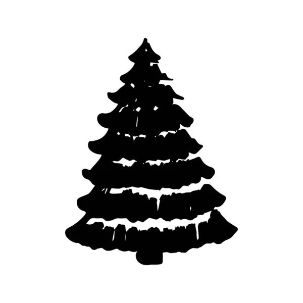 Handskizze Weihnachtsbaum. Gezeichneter Weihnachtsbaum. Vektorillustration. Flach — Stockvektor