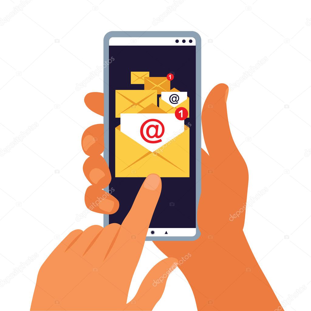 Message notification concept. Email. Vector illustration. Flat