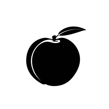 Şeftali simgesi vektörü, beyaz arkaplanda izole edilmiş piktogram, logo illüstrasyonu.