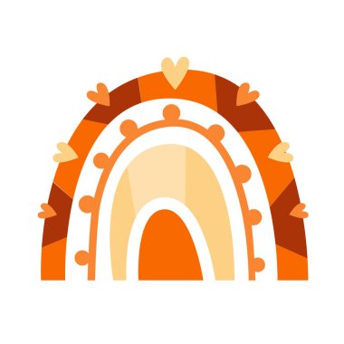 Güzel gökkuşağı. Bebek partisi, doğum günü, çocuk partisi, kıyafet baskısı için mükemmel. Vektör çizimi. Düz