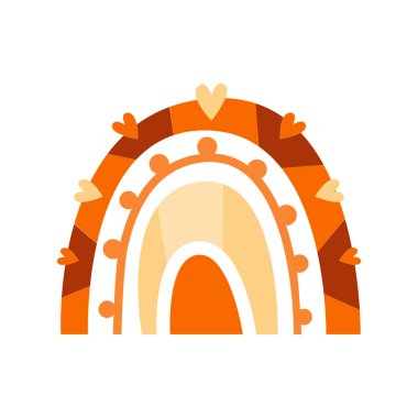 Güzel gökkuşağı. Bebek partisi, doğum günü, çocuk partisi, kıyafet baskısı için mükemmel. Vektör çizimi. Düz