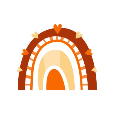 Güzel gökkuşağı. Bebek partisi, doğum günü, çocuk partisi, kıyafet baskısı için mükemmel. Vektör çizimi. Düz