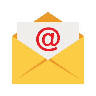 Posta simgesi. Gelen e-posta iletisi kavramı. Elektronik cihazlarda sembol ya da SMS bildirimi. Vektör çizimi. Düz